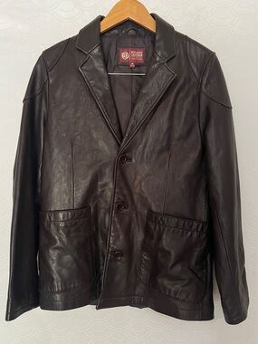 Wilsons Leather Vintage Womens Medium Structured Soft Jacket Blazer Dark Brown